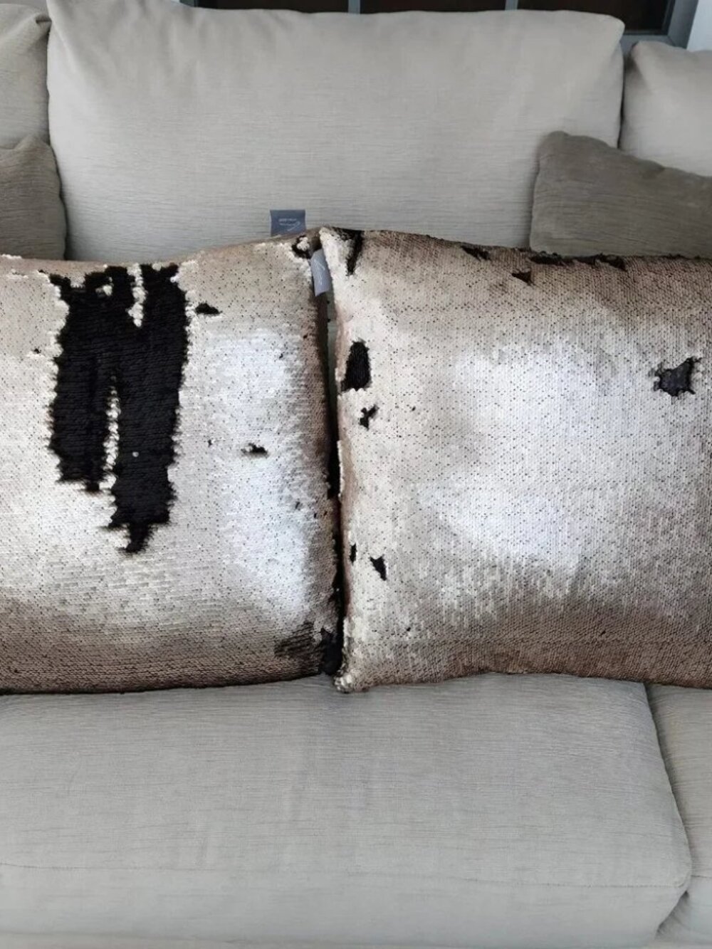 Aviva Stanoff copper sequin black silk 20" x 20" pillow luxury brandset of 2